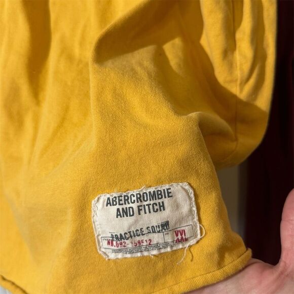 VTG Y2K Abercrombie Fitch Muscle Fit Raglan Long Sleeve Shirt XXL Gold Burgundy - Picture 4 of 11